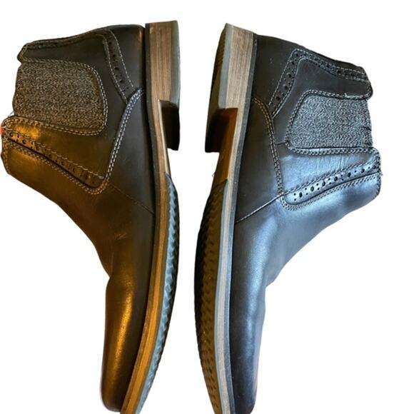 Steve Madden Men’s Size 9 Proven Style Chelsea Boot In Black Leather Gray Fabric - Picture 6 of 8